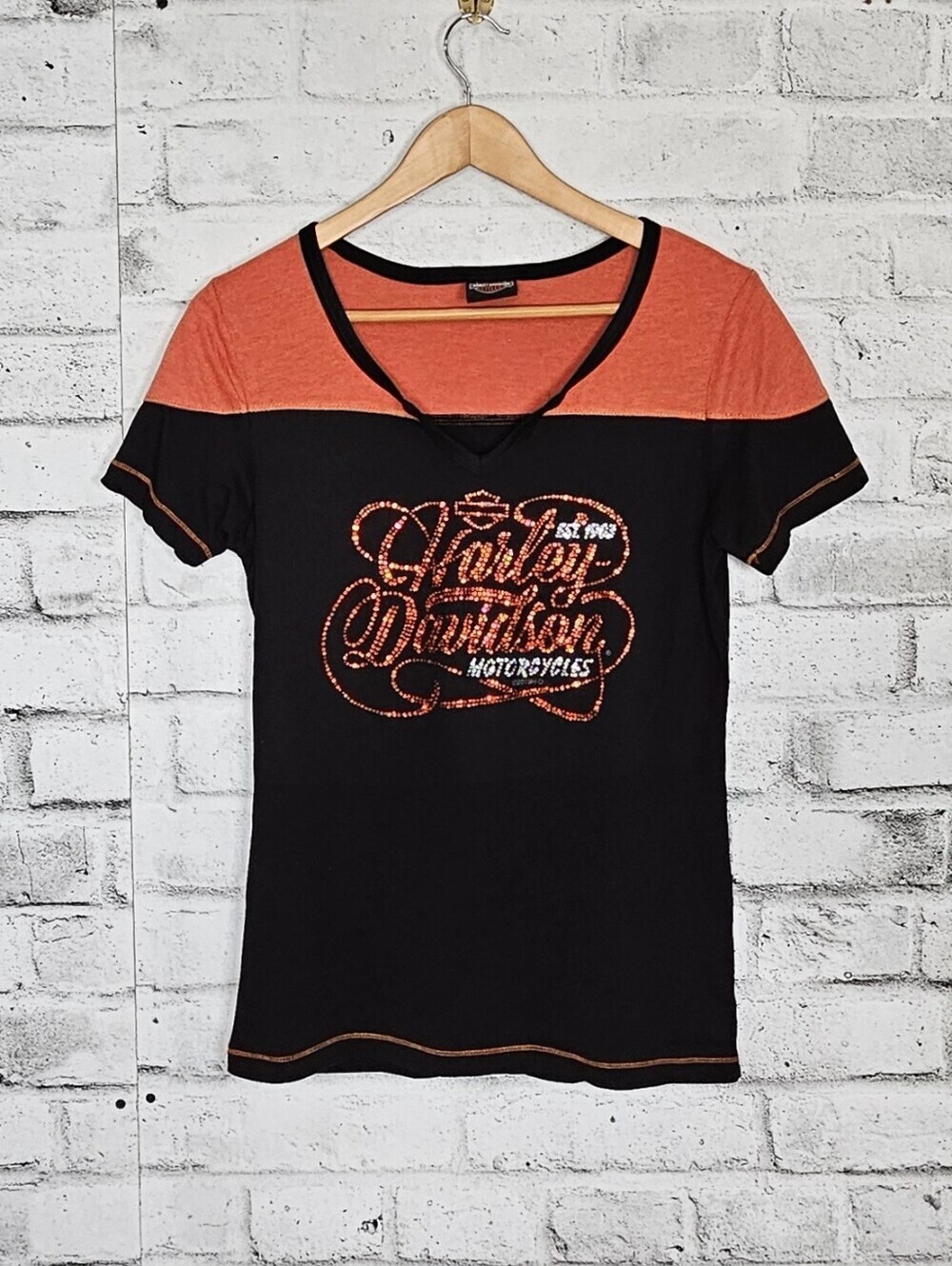 Harley Davidson Kane's Calgary Rhinestone Graphic Tee Medium